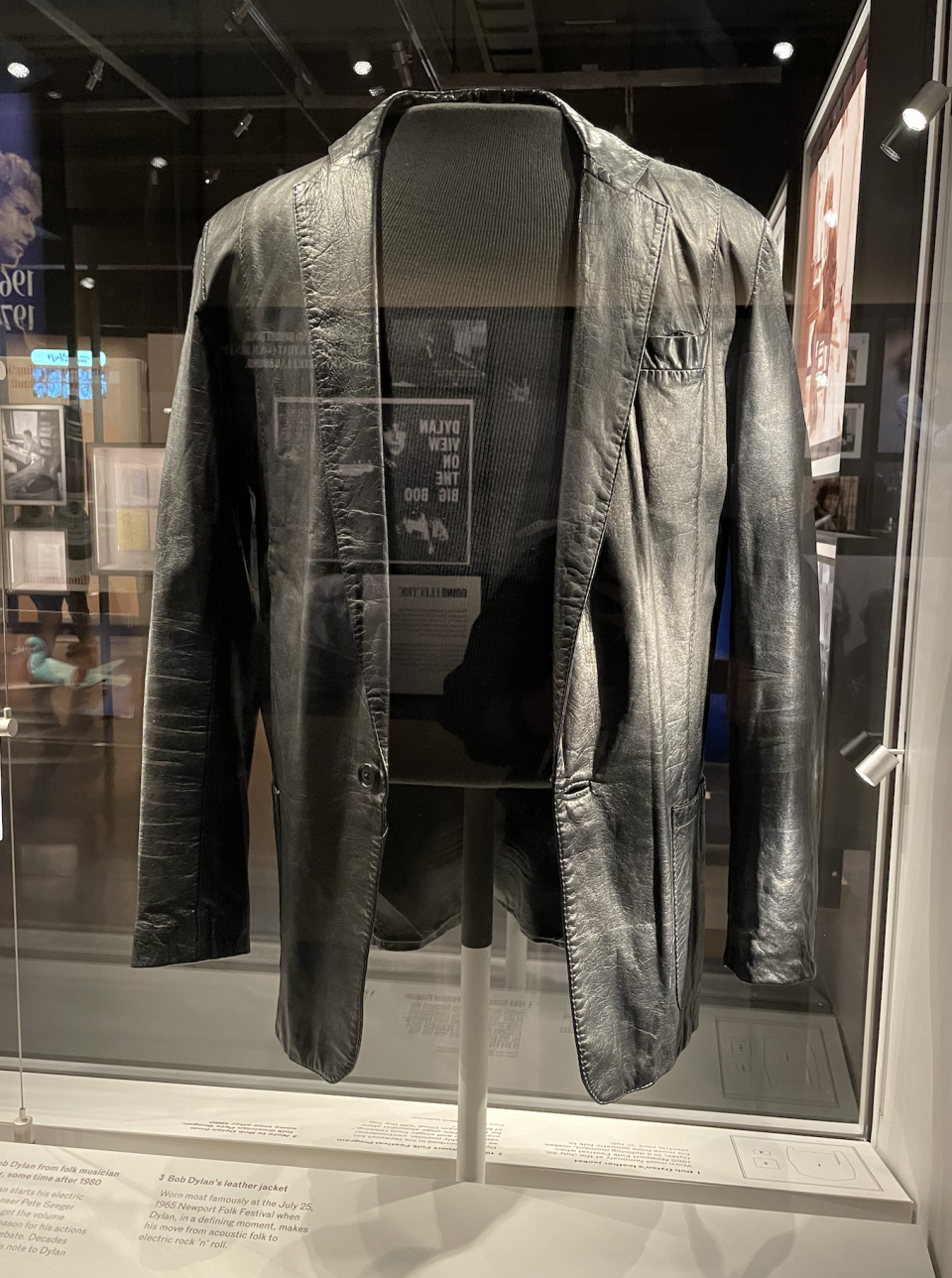 The leather jacket Bob Dylan wrote at the Newport Folk Festival when he “went electric” in 1965 - Credit: Chris Willman/Variety