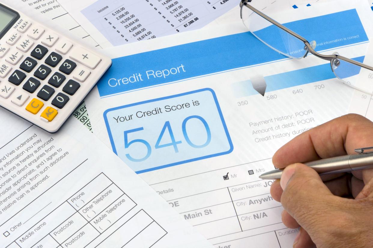 credit report form on a desk