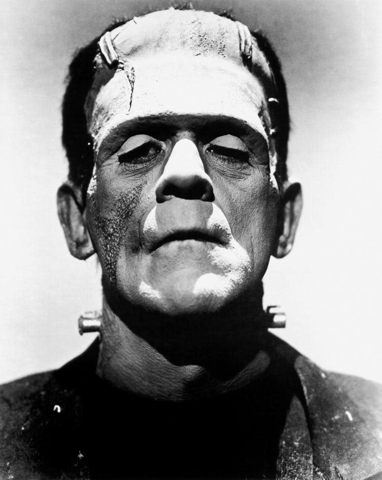 <span class="caption">Boris Karloff plays Frankenstein’s monster, 1935.</span> <span class="attribution"><a class="link " href="https://en.wikipedia.org/wiki/File:Frankenstein%27s_monster_(Boris_Karloff).jpg#/media/File:Frankenstein's_monster_(Boris_Karloff).jpg" rel="nofollow noopener" target="_blank" data-ylk="slk:Wikimedia Commons;elm:context_link;itc:0;sec:content-canvas">Wikimedia Commons</a></span>