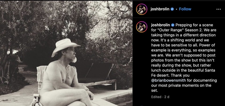 Josh Brolin poses nude on Instagram (Instagram)