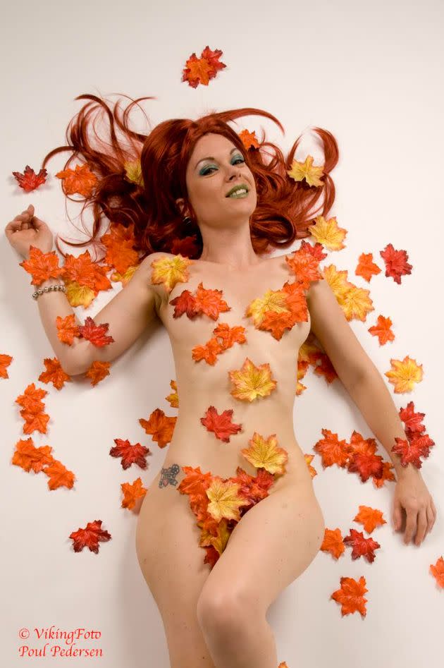 The author posed as Poison Ivy for a comic-themed shoot.