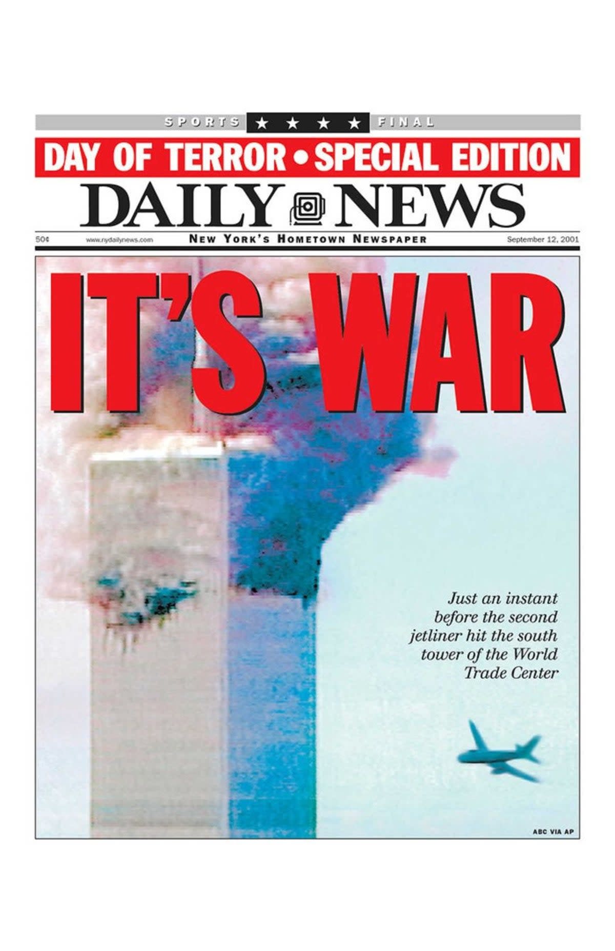 The New York Daily News’ front page on 12 September, 2001 (The New York Daily News)