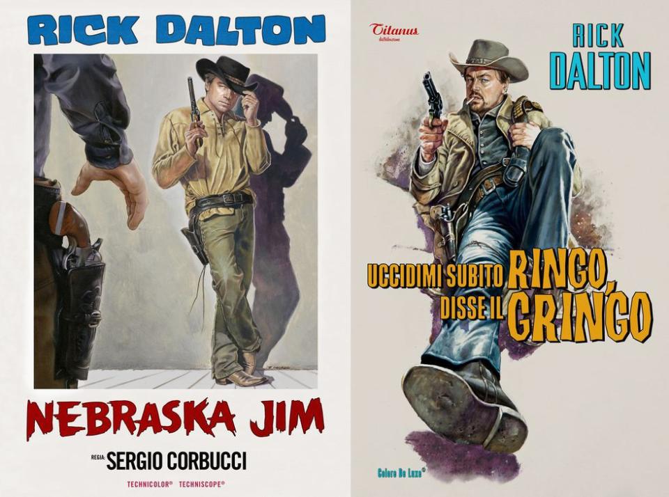 <p>而各種西部牛仔的電影海報，也都復刻了 60 年的手繪風格，仔細一看，主角都是李奧納飾演的「瑞克」啊！</p><cite>雙喜電影《從前，有個好萊塢》</cite>