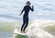 <p>Surfer Leighton Meester catches waves in Malibu on Oct. 21.</p>