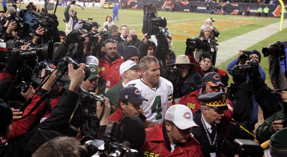 Green Bay Packers quarterback Brett Favre leaves the field after his team's 26-7 victory over the Chicago Bears.