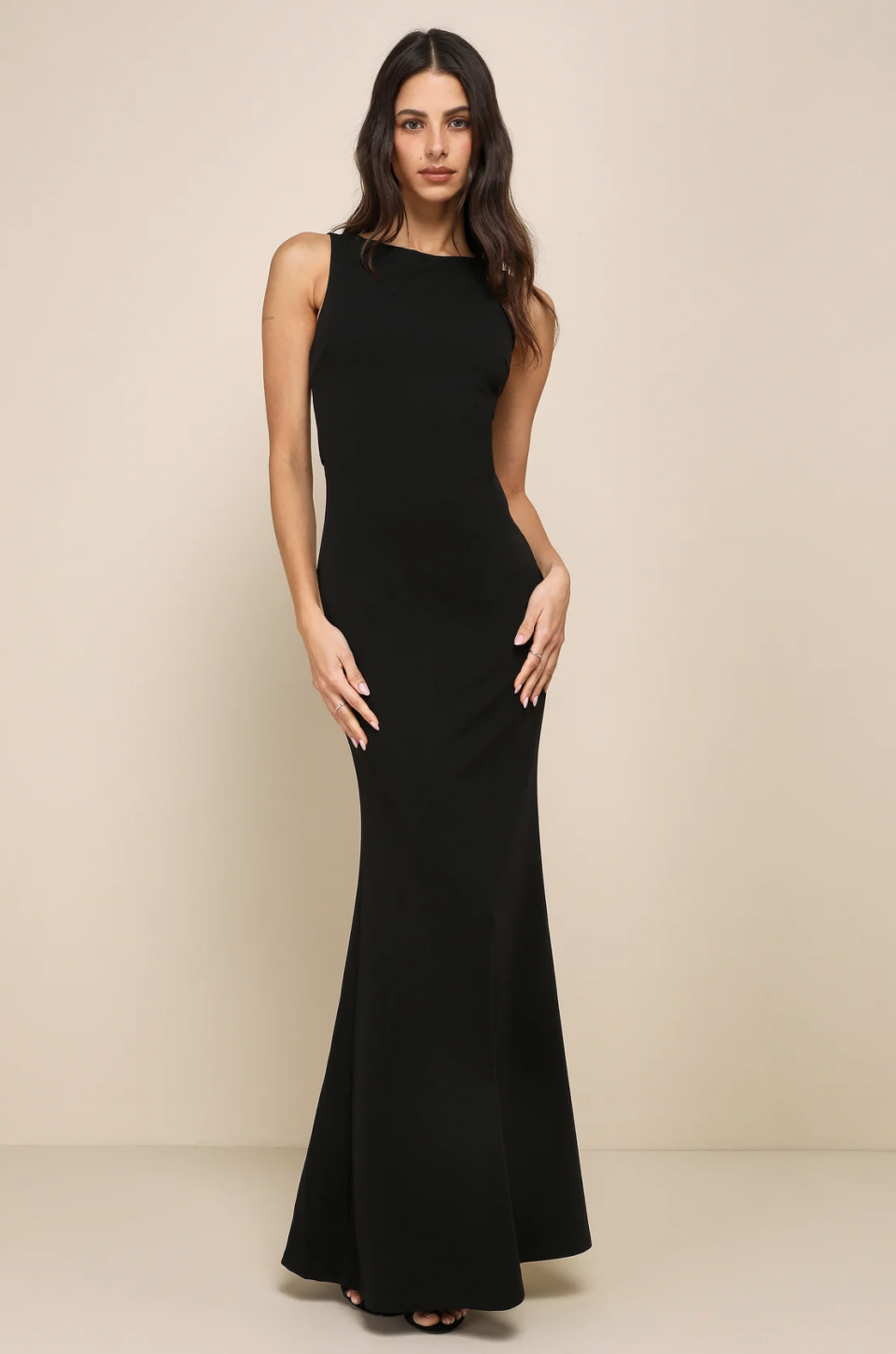 Love In Your Eyes Black Knotted Mermaid Maxi Dress (Photo via Lulus)