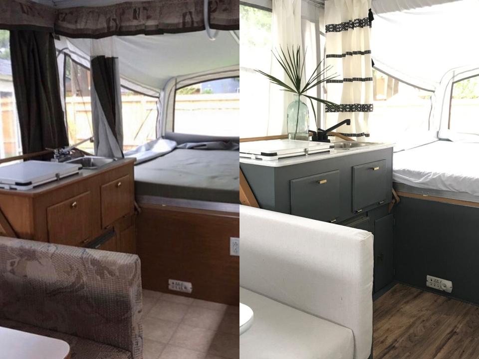 Tiki trailer before and after