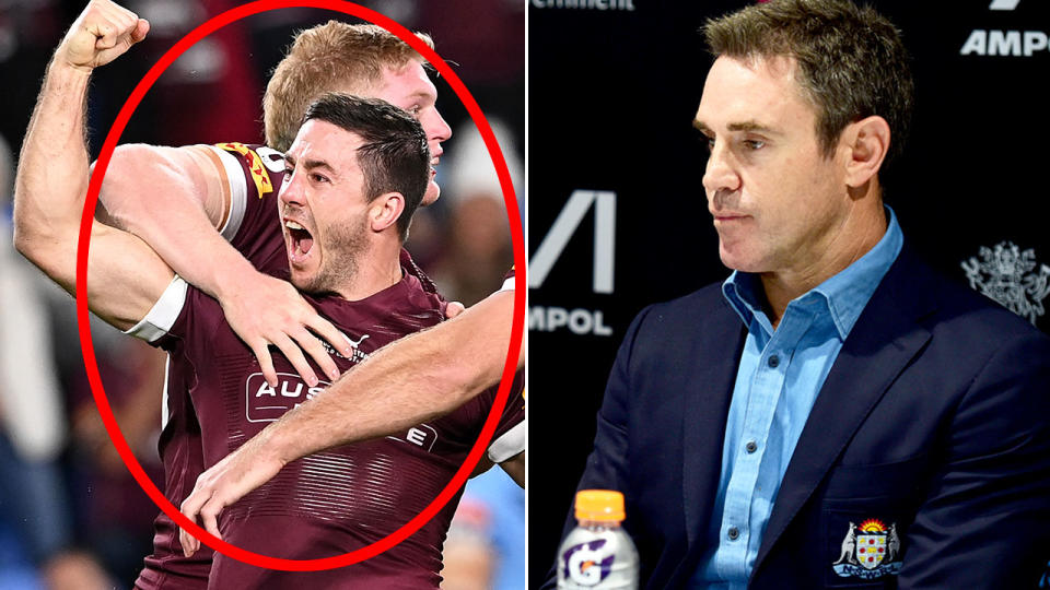 Seen here, Ben Hunt celebrates on the left as NSW coach Brad Fittler looks solemn on the right.