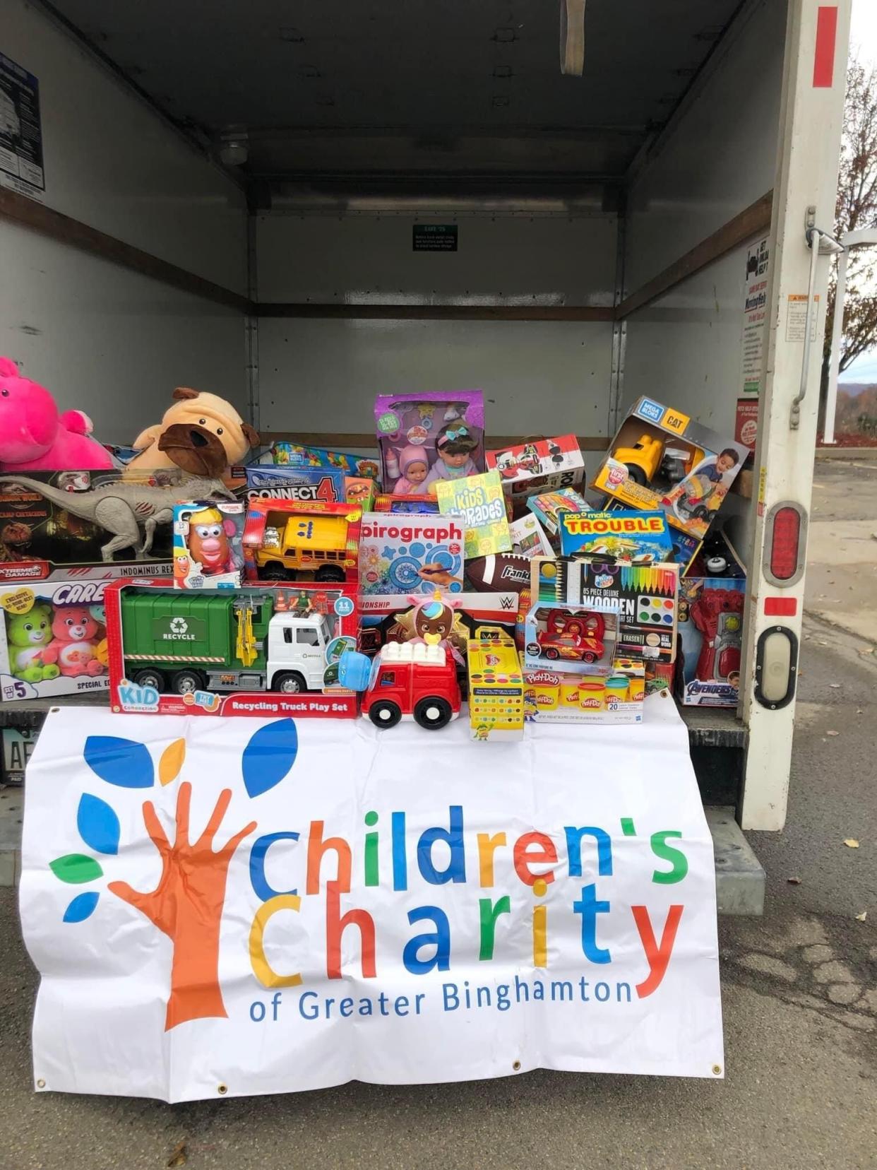 Some of the toys gathered last year for Toys for Tots by members of the Children’s Charity of Greater Binghamton.