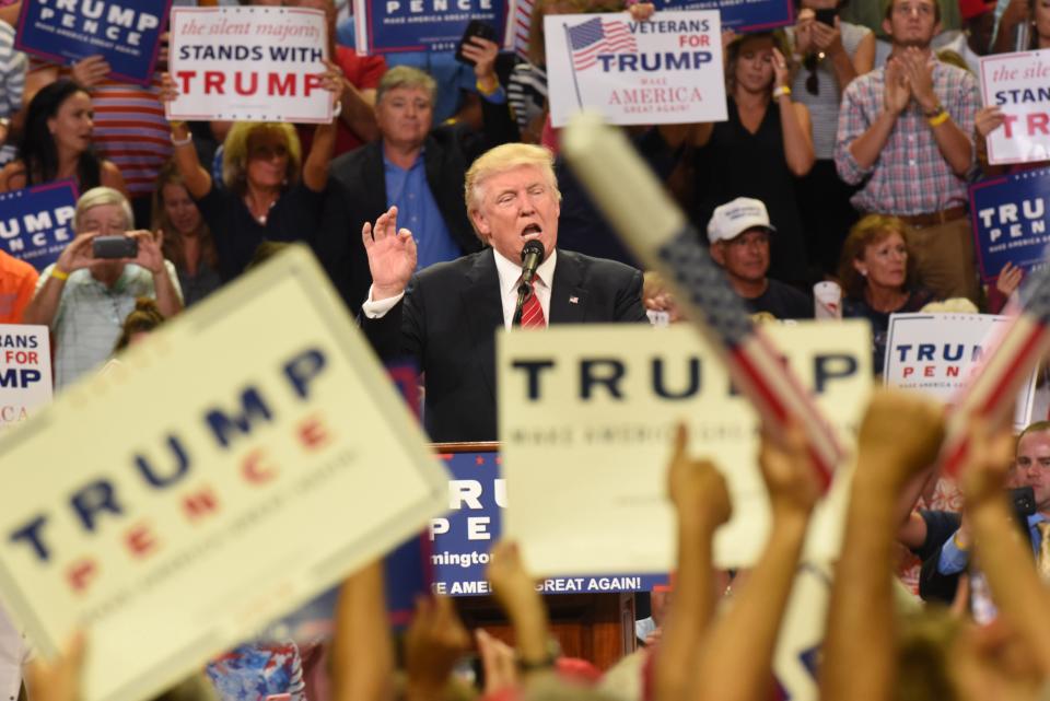 Republican Presidential Nominee Donald Trump speaks to a packed house at UNCW's Trask Coliseum Tuesday August 9, 2016. The former President will be in Wilmington, N.C. Friday Sept. 23, 2022 to campaign for U.S. Senate candidate Ted Budd. KEN BLEVINS/STARNEWS