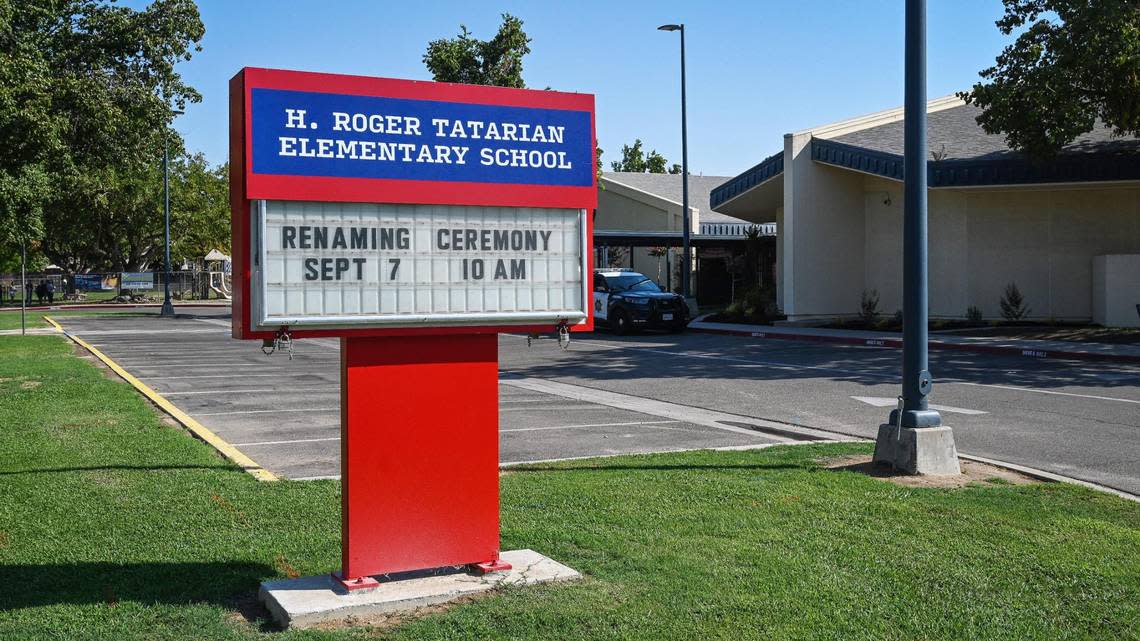 H. Roger Tatarian Elementary School, which was renamed from Forkner Elementary, is shown on Valentine Avenue in north Fresno on Wednesday, Sept. 7, 2022. The school held a renaming ceremony to honor its namesake and the Fresno Armenian community he belonged to.