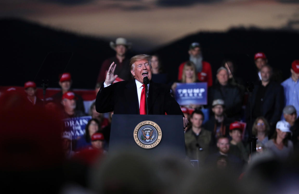 President Donald Trump speaks during a campaign rally at Missoula International Airport in Missoula, Mont., Oct. 18, 2018. (Photo: Jonathan Ernst/Reuters)