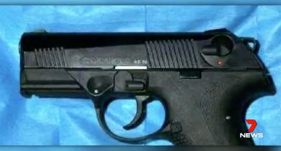 Closer inspection revealed the gun was actually a replica. Image: 7 News