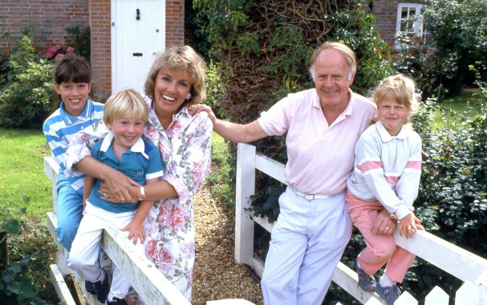 Dame Esther Rantzen with her husband Desmond Wilcox, who died of a heart attack in 2000, and children Miriam, Rebecca and Joshua in1986