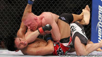 Dennis Siver lands an elbow on Nam Phan during their fight at UFC on Fox 5. (Credit: Tracy Lee for Yahoo! Sports)