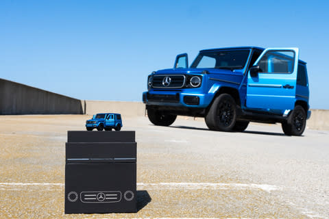 Mattel's Matchbox® Mercedes-Benz G 580 with EQ Technology die-cast car. The new die-cast vehicle was created to celebrate the iconic Mercedes-Benz G-Class and the recent reveal of its all-new electric model. (Photo: Business Wire)