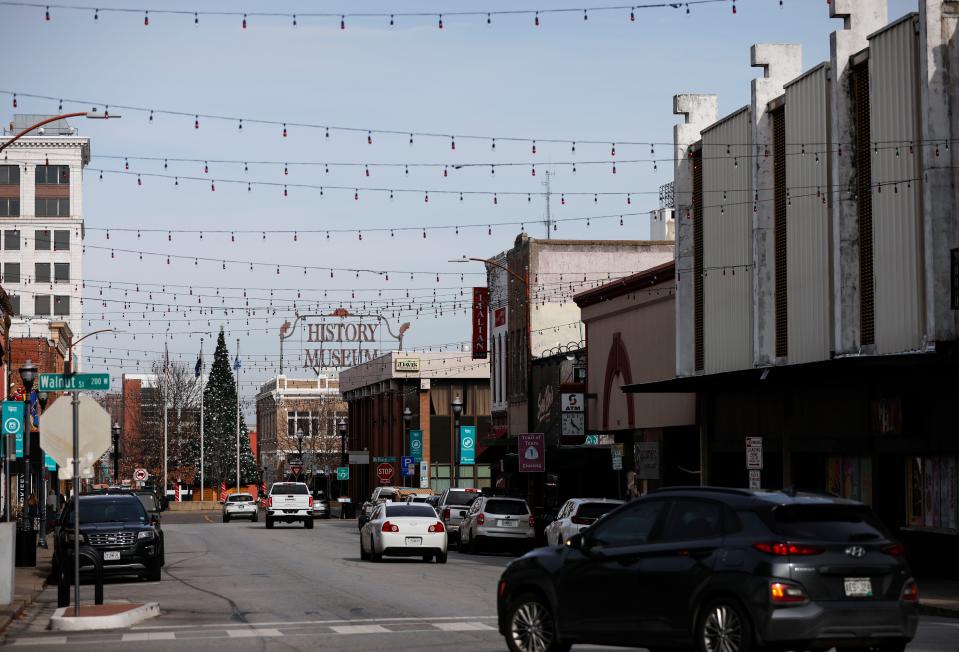 The view looking towards the Park Central Square from South Avenue on Tuesday, Jan. 2, 2024. Springfield officials are addressing storefront vacancies, the unhoused population and how businesses have bounced back from the pandemic throughout downtown.