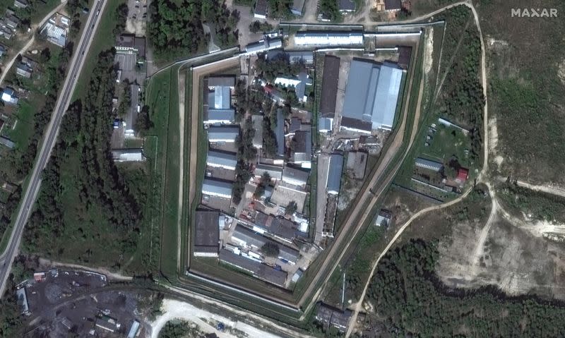 A satellite image shows an overview of Melekhovo prison, in Kolomna