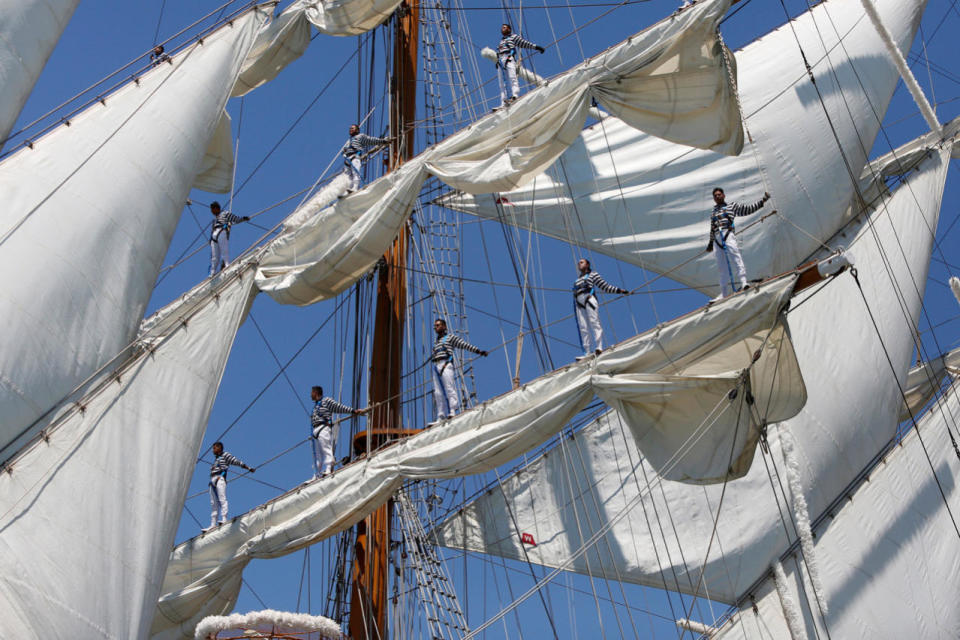 <p>The Mexican ship Cuauhtemoc is pictured during the Tall Ships Races 2016 parade, in Lisbon, Portugal, July 25, 2016. (Photo: Pedro Nunes/REUTERS)</p>