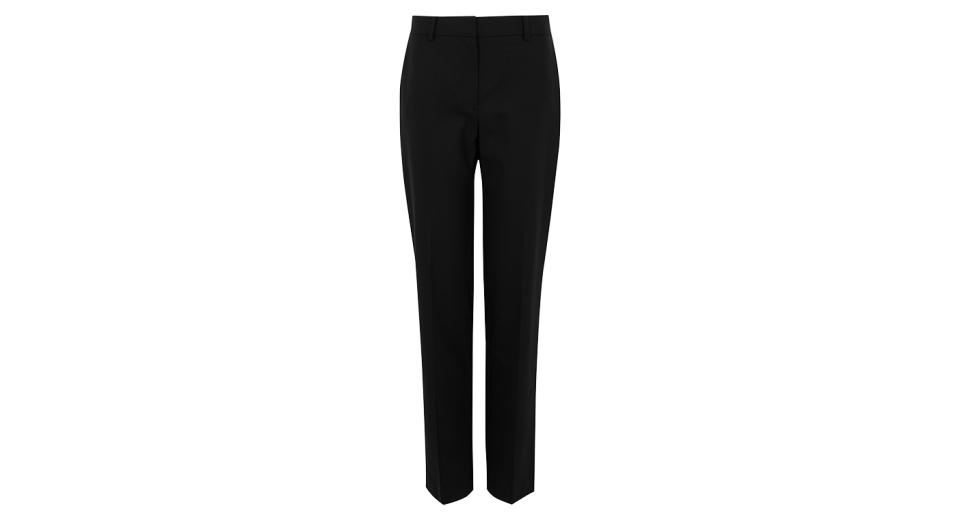 Wool Blend Straight Leg Trousers