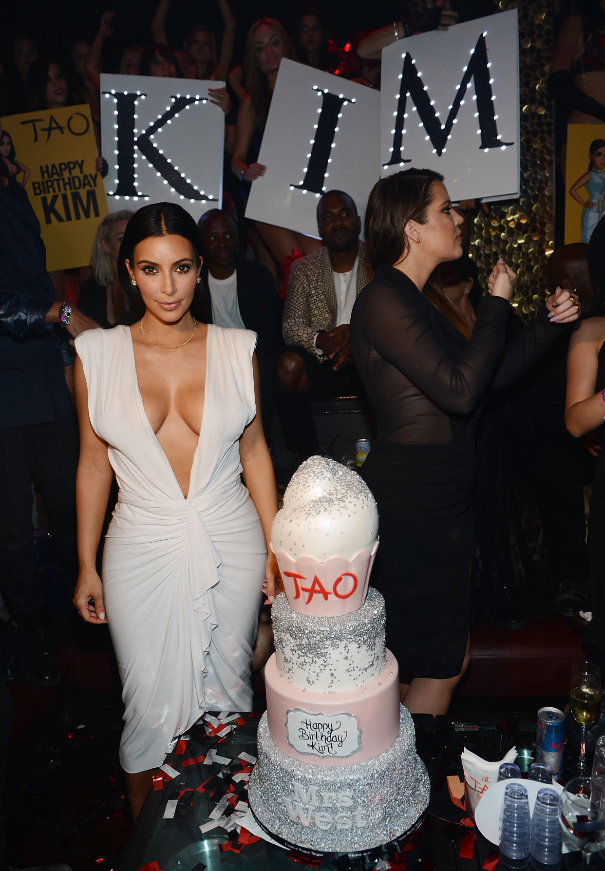 Kim Kardashian celebrates her birthday at Tao nightclub at the Venetian in Las Vegas in 2014. (Photo: Denise Truscello/WireImage)