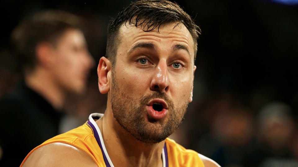 Andrew Bogut on the bench.