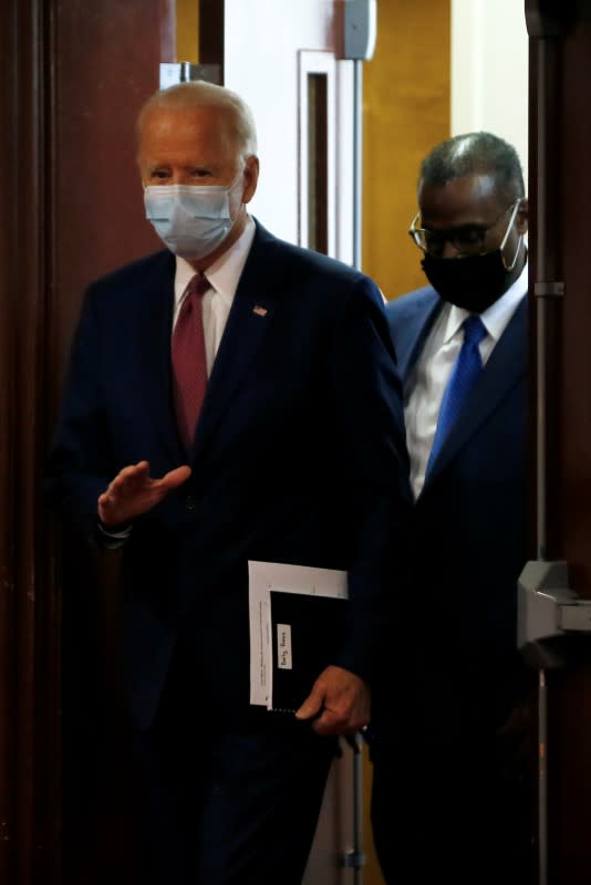 U.S. Democratic presidential candidate and former Vice President Joe Biden visits the Bethel AME Church in Wilmington