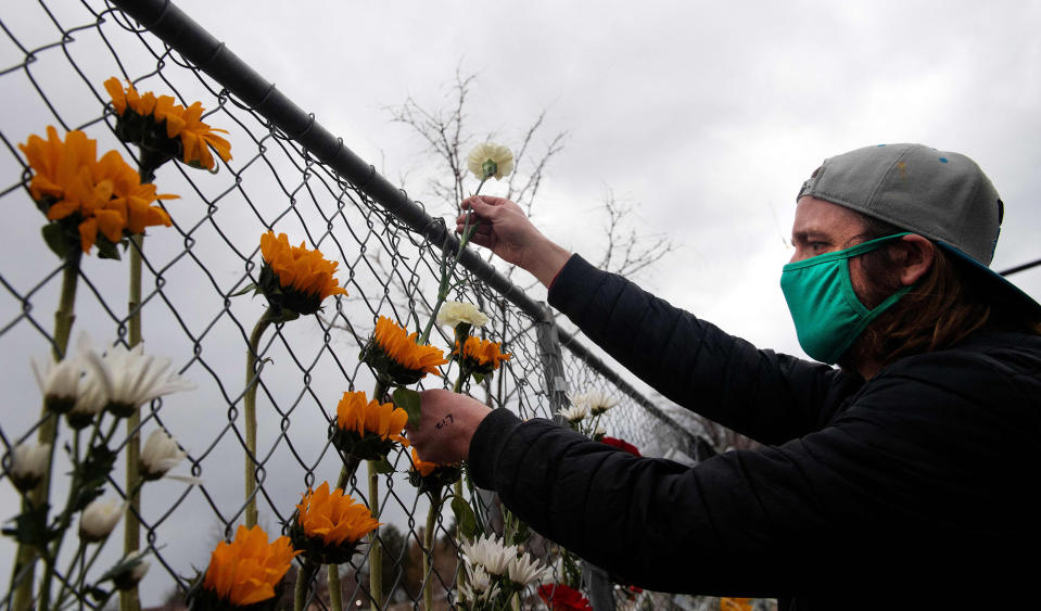 Image: A makeshift memorial in Boulder, Colo. (Jason Connolly / AFP - Getty Images)
