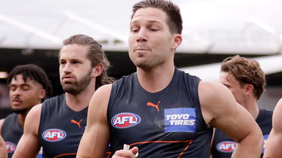 The GWS Giants will be at a serious disadvantage if Toby Greene is suspended by the AFL Tribunal ahead of this weekend's semi-final. (Photo by Grant Viney/AFL Photos via Getty Images)