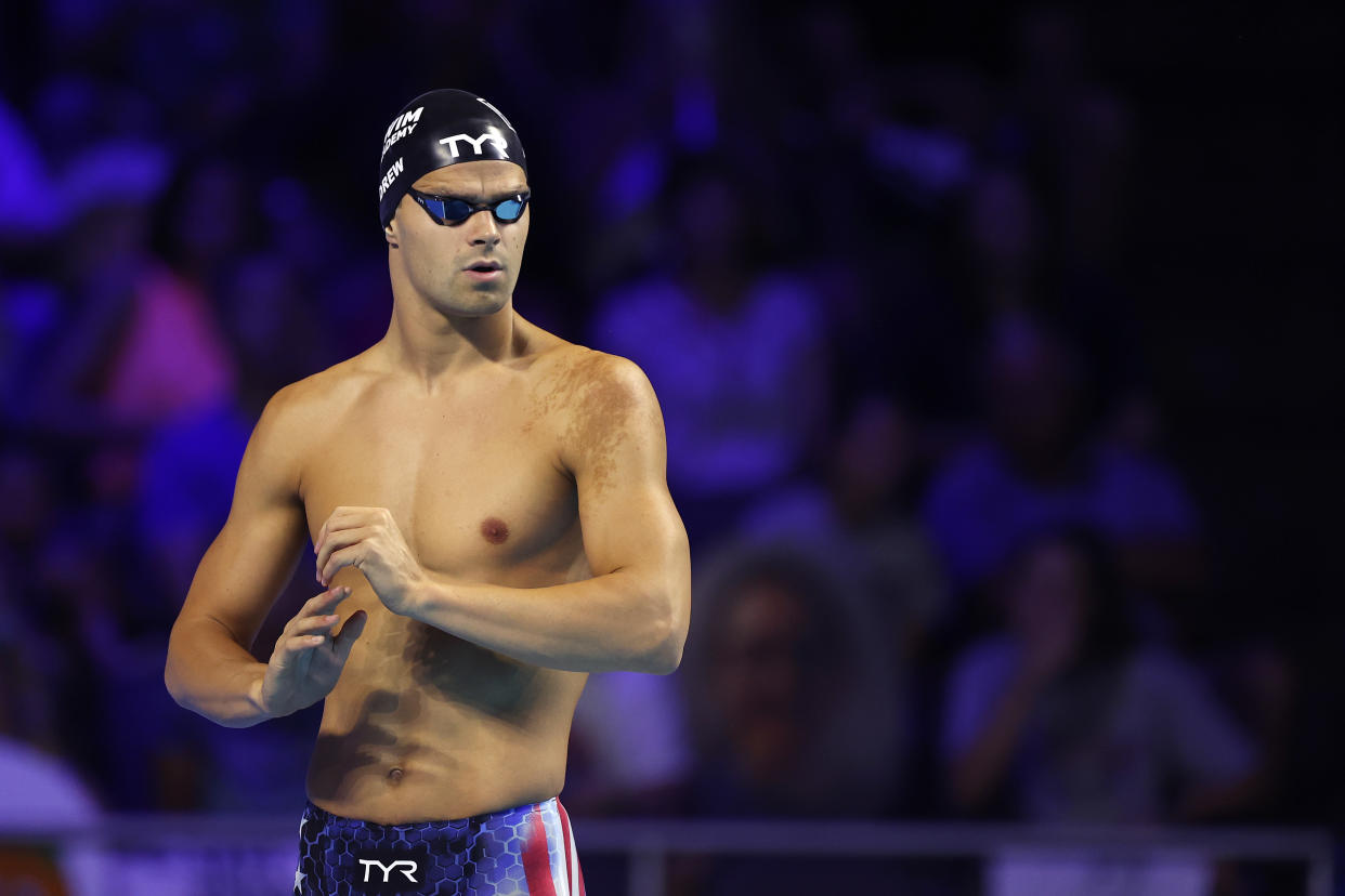 OMAHA, NEBRASKA - JUNE 19:  Michael Andrew of the United States competes in a semifinal heat for the Men's 50m freestyle during Day Seven of the 2021 U.S. Olympic Team Swimming Trials at CHI Health Center on June 19, 2021 in Omaha, Nebraska. (Photo by Al Bello/Getty Images)