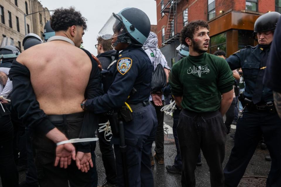 Some demonstrators were arrested at the Nakba Day demonstration in Bay Ridge on Saturday. Getty Images