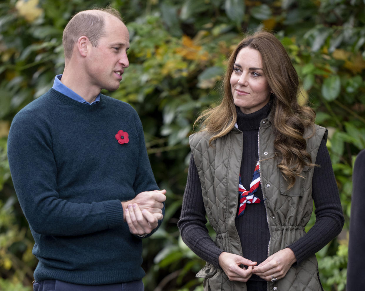 The Duchess wore a trendy quilted gilet for the occasion. (Getty Images)