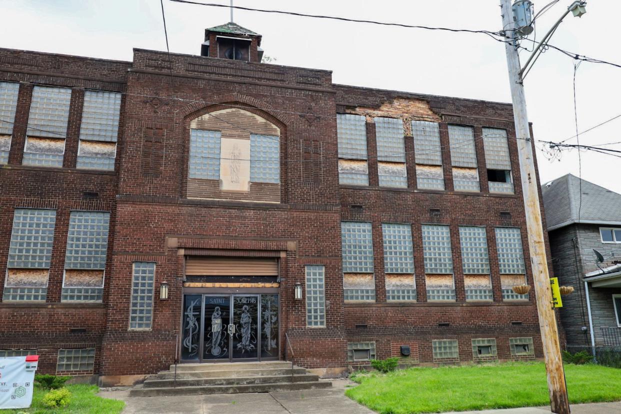 The exterior of the former St. Joseph School of West Aliquippa. The former catholic school, located at 404 Allegheny Avenue, was purchased by Get Blok Farms to create an indoor farming center.