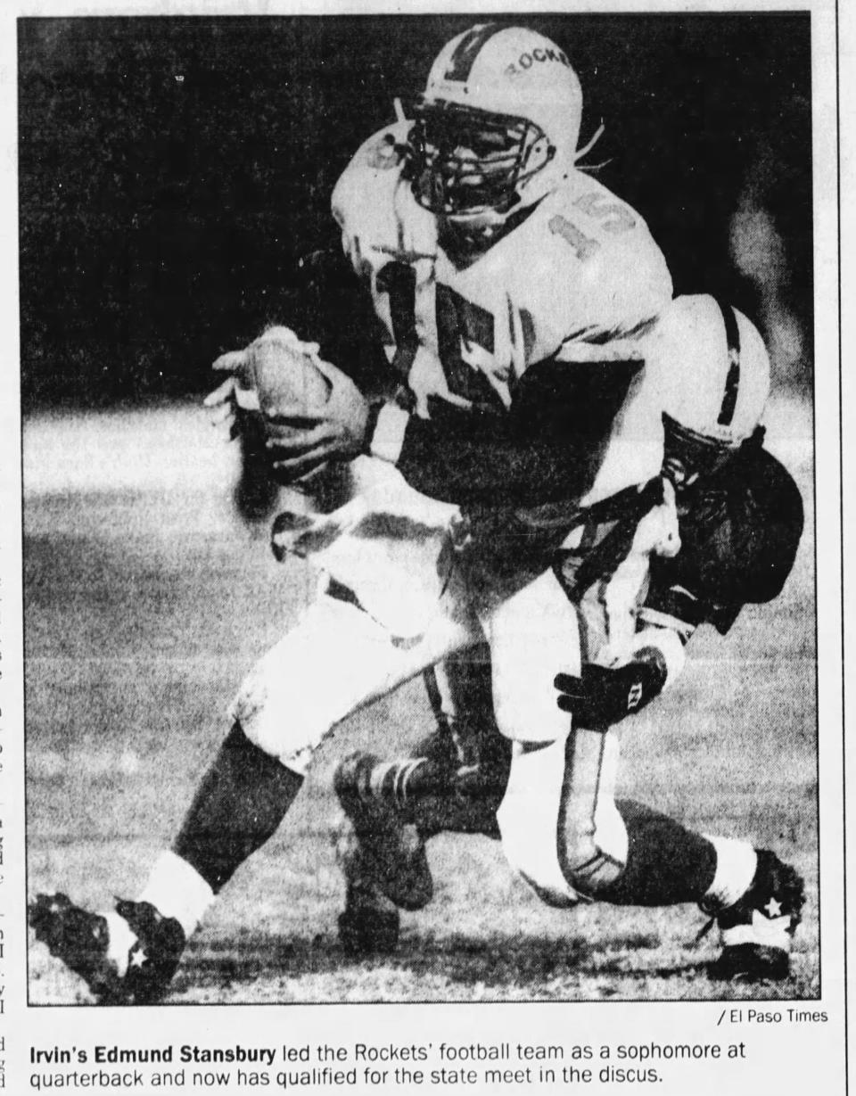 April 30, 1995: Irvin's Ed Stansbury led the Rockets' football team as a sophomore at quarterback.