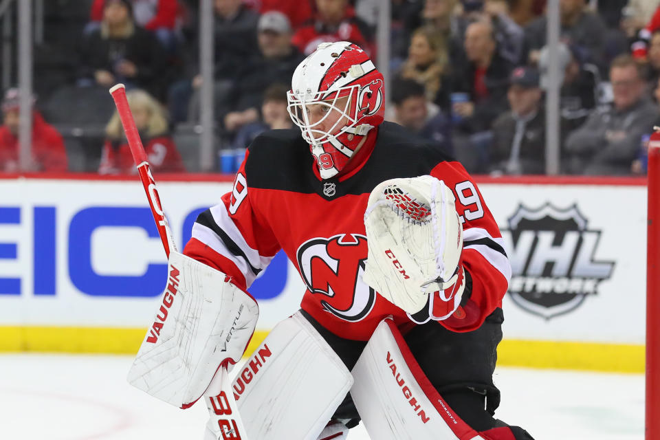 New Jersey Devils goaltender Mackenzie Blackwood (29) 