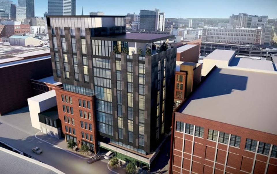 A rendering of the Dream Louisville hotel, which developers hope to build on Main Street. March 14, 2022