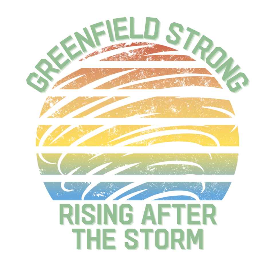 Greenfield unveils its new logo and theme for RAGBRAI, "Greenfield Strong, rising after the storm."