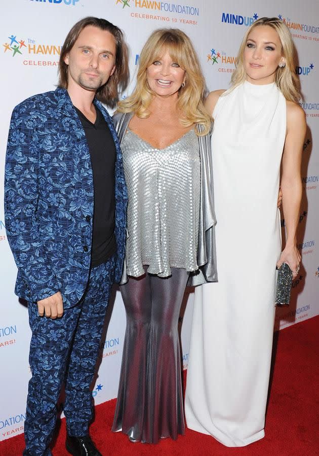 Matt, Kate's mum Goldie Hawn and Kate. Photo: Getty Images