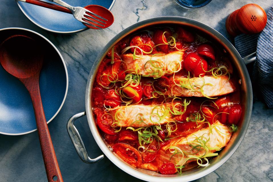 One-Pan Salmon With Burst Tomatoes