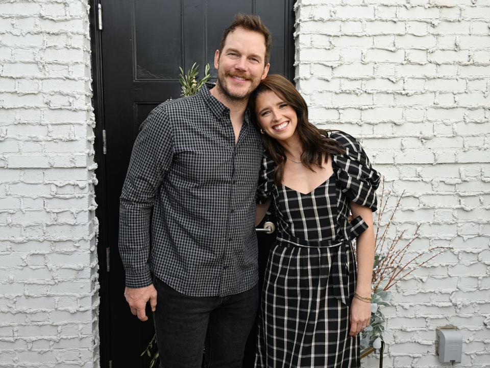 Chris Pratt and Katherine Schwarzenegger attend Cleobella x Katherine Schwarzenegger event at The Coast Lounge at Palisades Villages on November 04, 2023 in Pacific Palisades, California.