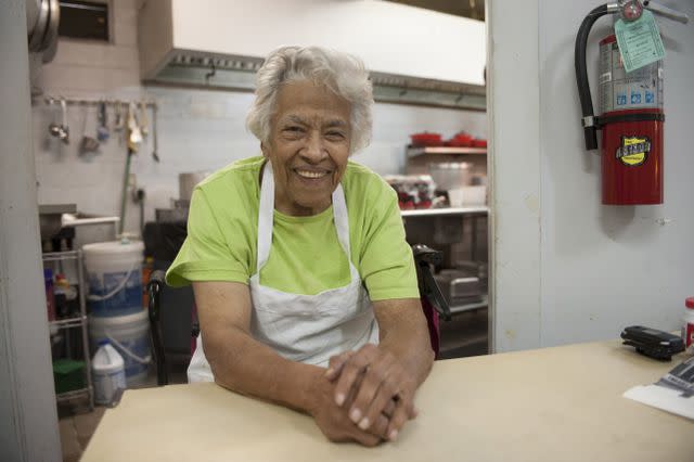 American chef Leah Chase in the Dookie Chase kitchen.