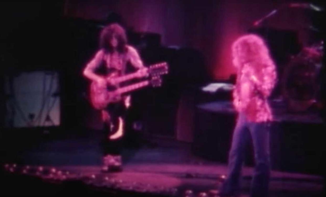  Led Zeppelin onstage in Richfield, Ohio, in 1975. 