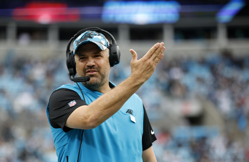 Matt Rhule was fired by the Carolina Panthers after a rough start to the season. (Photo by Jared C. Tilton/Getty Images)