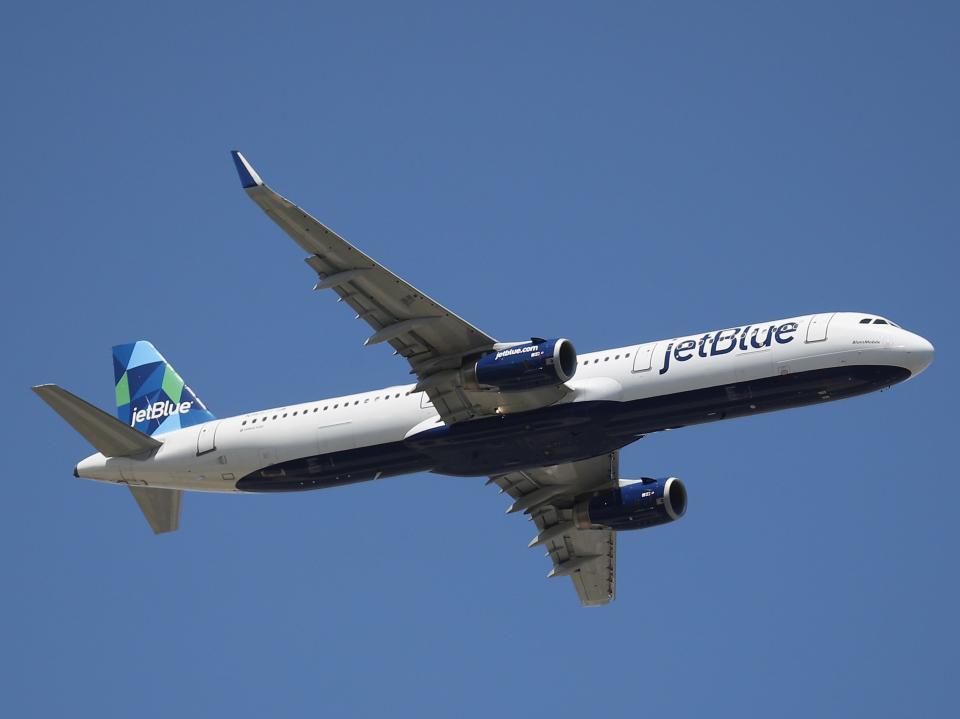 <p>JetBlue takes off from JFK Airport on 24 August, 2019 in the Queens borough of New York City</p> (Getty Images)