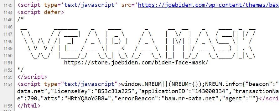 JoeBiden.com source code.