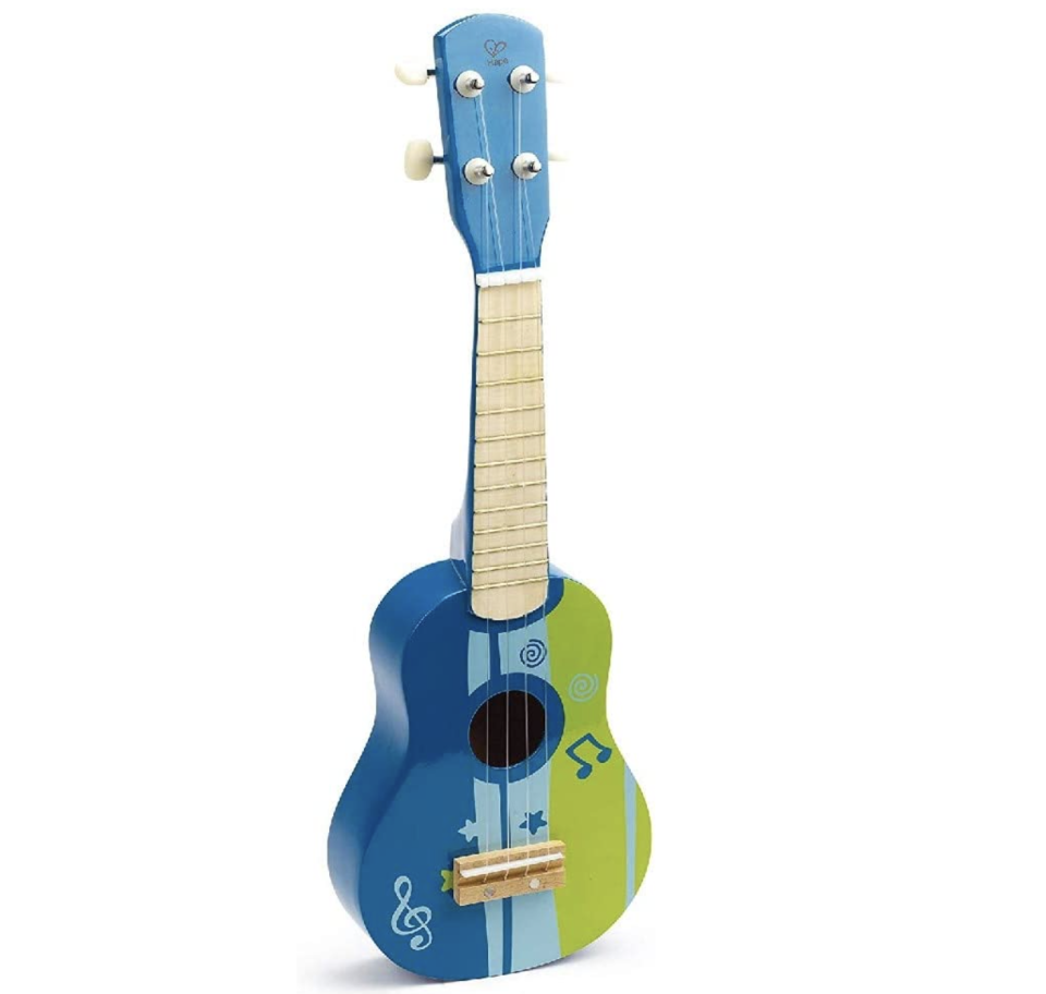 Hape Kid's Wooden Toy Ukulele in Blue- Amazon