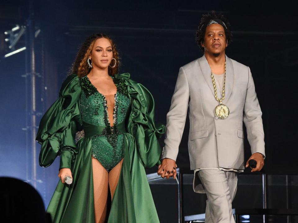 Beyonce and Jay-Z perform during the Global Citizen Festival: Mandela 100 at FNB Stadium.