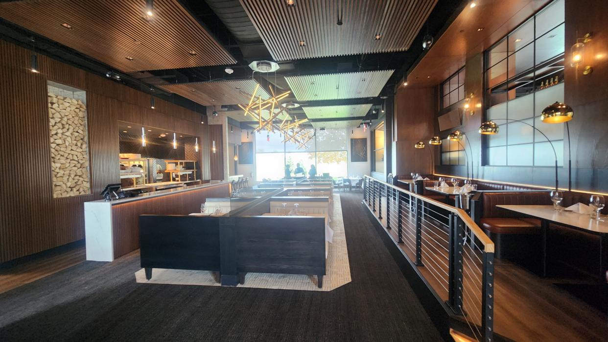 A look at the dining room at Prime & Providence, the new steakhouse from Dominic Iannerelli and Cory Gourley in West Des Moines. The open kitchen sits to the left.