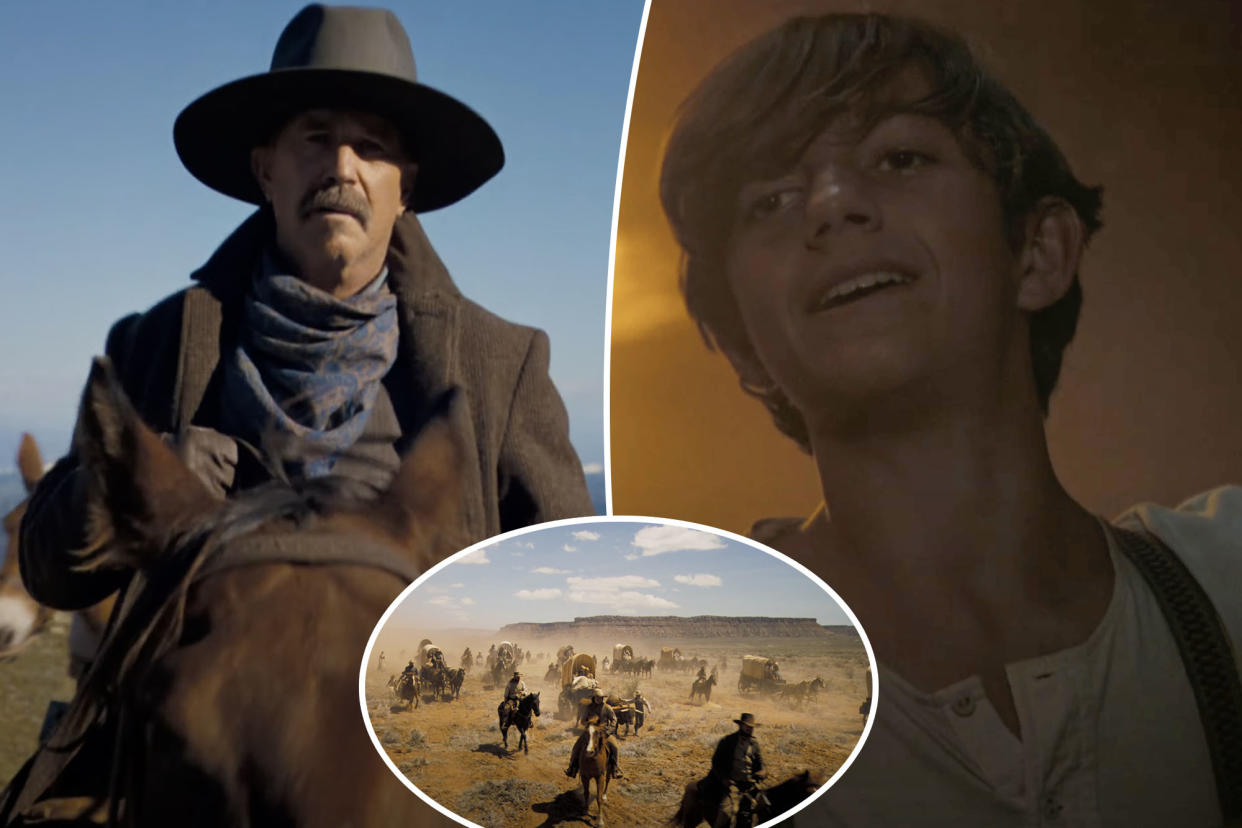 Kevin Costner's son Hayes made his acting debut with his dad on Monday when a trailer for the first part of the western-themed epic 