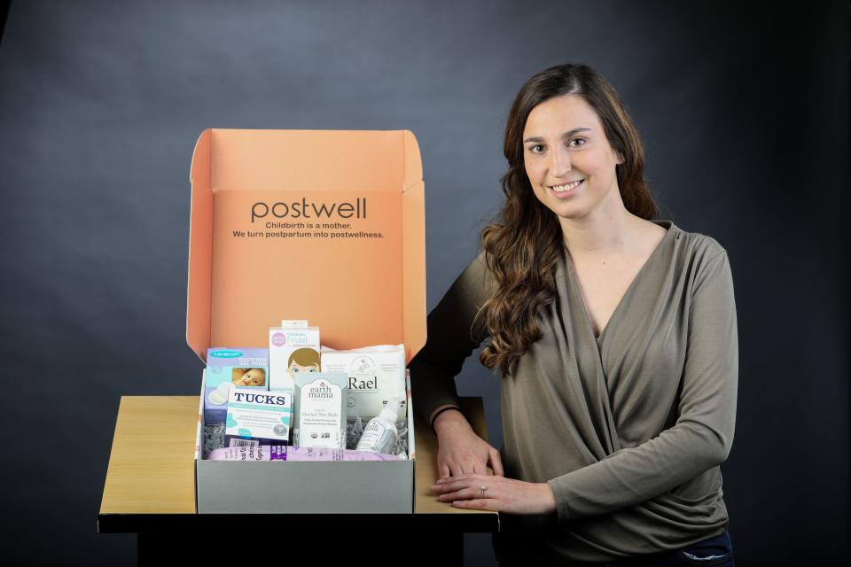 An Ohio entrepreneur launched postwell boxes. They contain stuff moms who have just given birth actually need like pads and peri bottles.